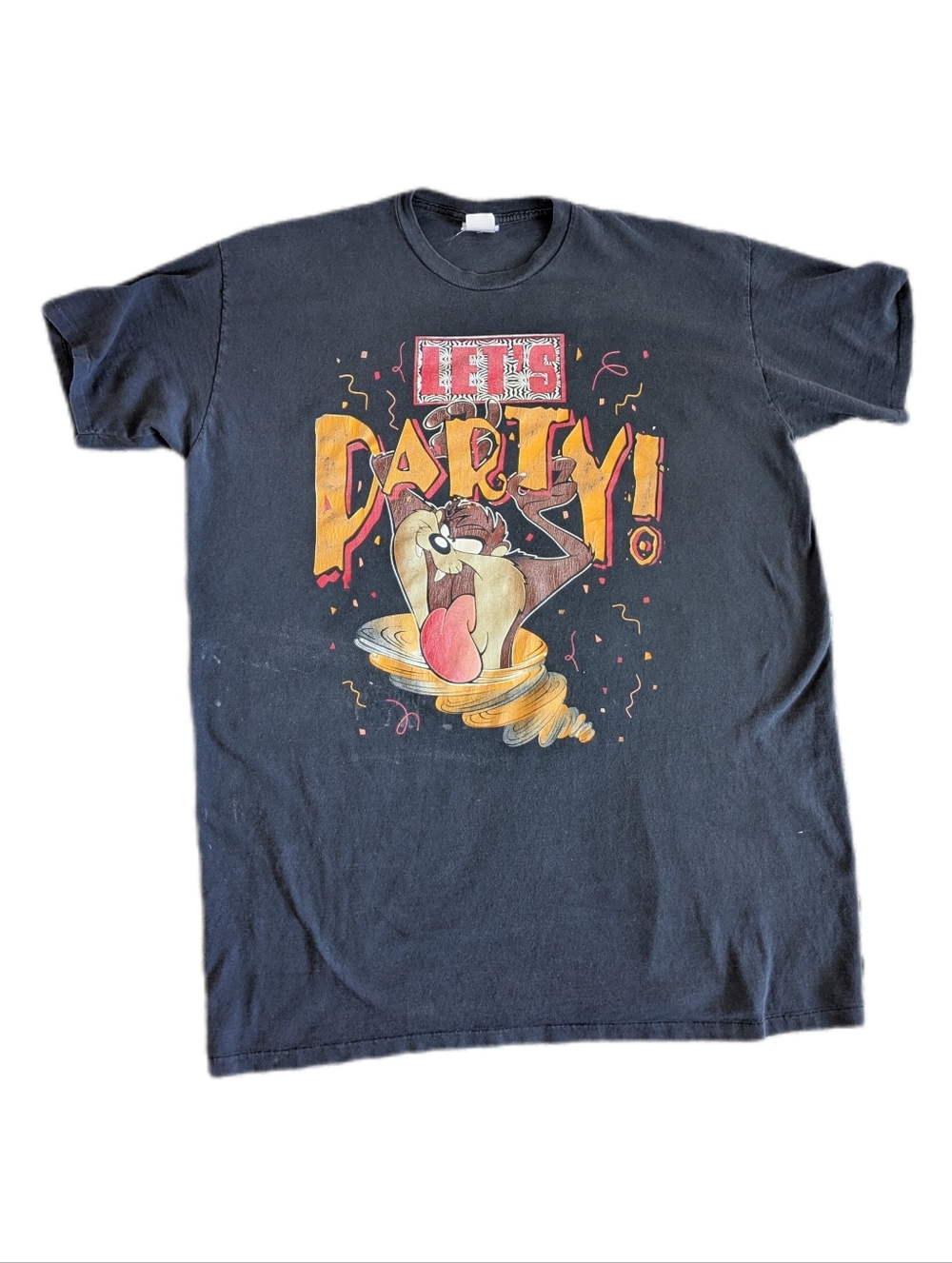 VTG 90s Looney Tunes 'Let's Party!' Taz Graphic Sleepover Tee - Black